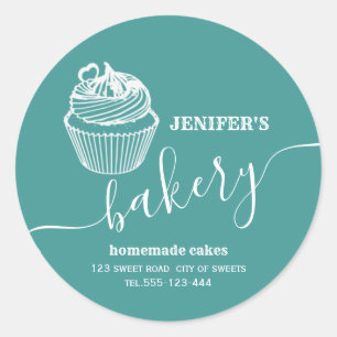 Modern simple bakery Homemade cupcakes and sweets Classic Round Sticker