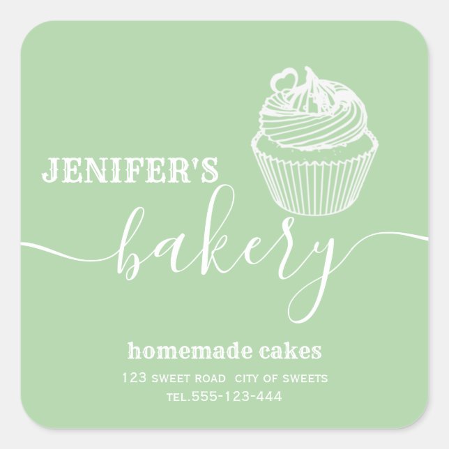 Modern simple  bakery Homemade cupcakes and sweets Square Sticker (Front)