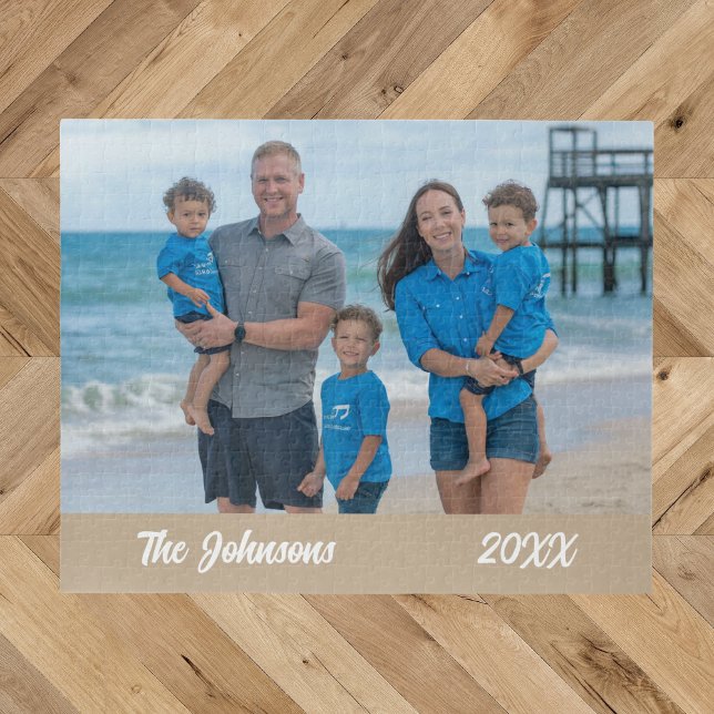 Modern Simple Beach Family Photo Jigsaw Puzzle (Creator Uploaded)