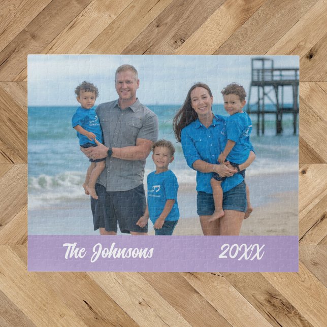 Modern Simple Beach Family Photo Jigsaw Puzzle (Creator Uploaded)