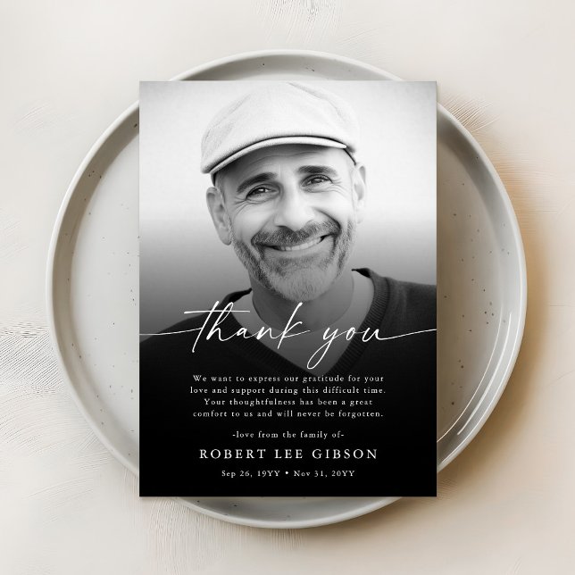 Modern Simple Bereavement Sympathy Funeral Photo Thank You Card (Creator Uploaded)