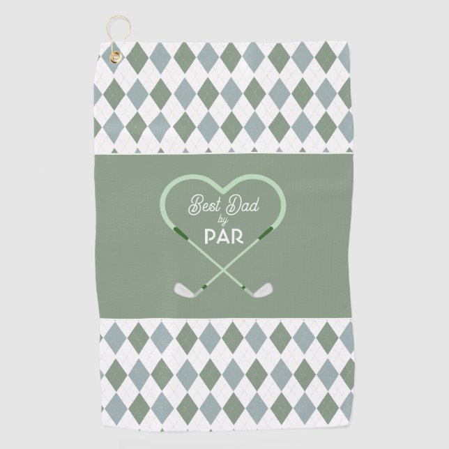 Modern Simple Best Dad by Par Men Golf Towel (Front)