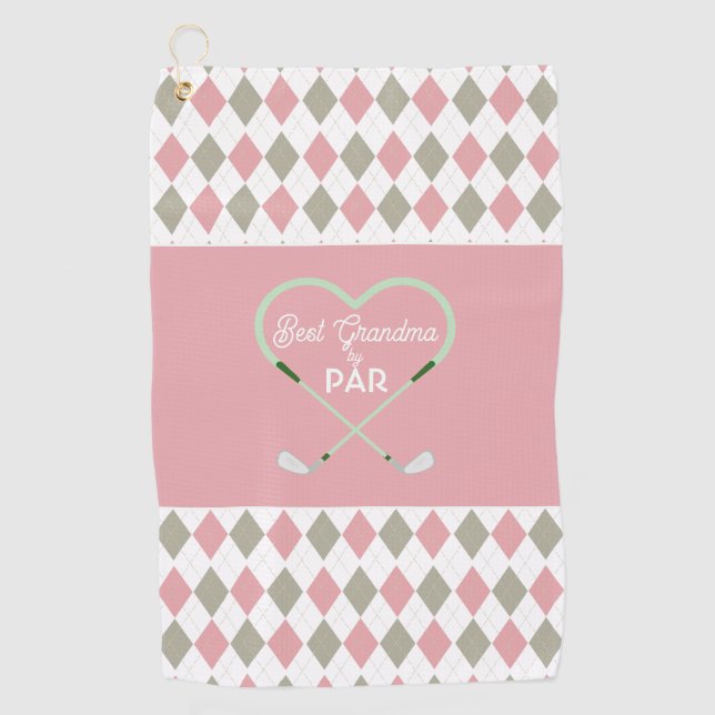 Modern Simple Best Grandma by Par  Golf Towel (Front)