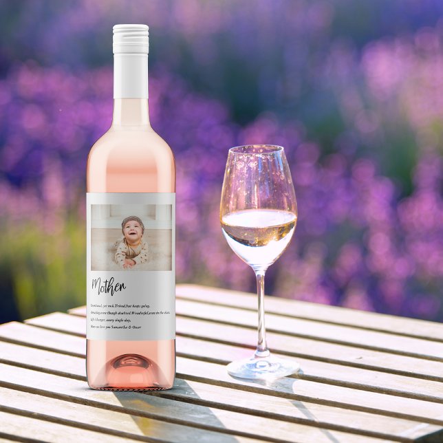 Modern Simple Best Mother Ever Best Beauty Gift Wine Label (Creator Uploaded)