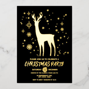 Modern Simple Black and Gold Elegant Deer Xmas