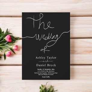 Modern Simple Black And White Calligraphy Wedding Invitation