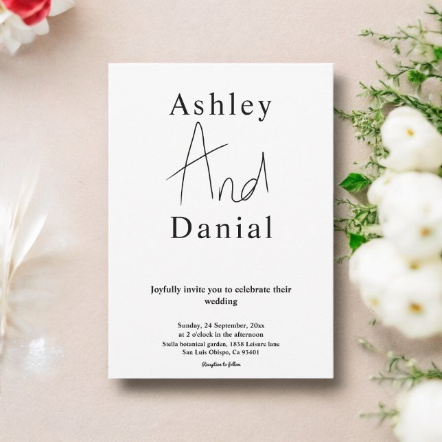 Modern Simple Black And White Calligraphy Wedding Invitation (Creator Uploaded)