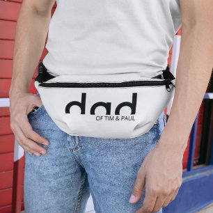 Modern Simple Black and White Dad  Bum Bags