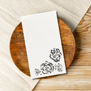 Modern Simple Black and White Flower Paper Napkin