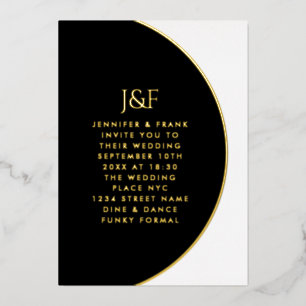 Modern Simple Black and White Gold Monogram Real