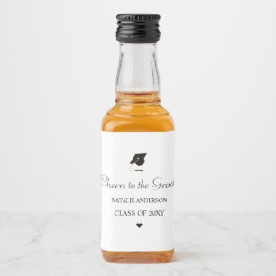 Modern Simple Black and White Graduate Graduation Liquor Bottle Label