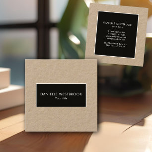 Modern Simple Black and White Kraft  Square Business Card
