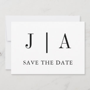 Modern Simple Black And White Monogram Couple Name Save The Date