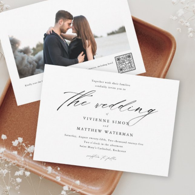 Modern Simple Black and White Photo Wedding Invitation (Creator Uploaded)