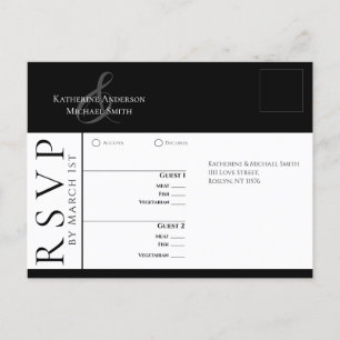 Modern Simple Black and White-RSVP-Wedding- Postcard