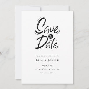 Modern Simple Black and White Save the Date