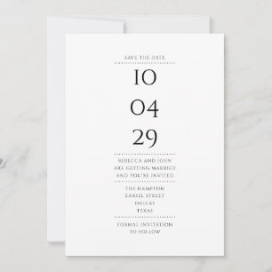 Modern Simple Black and White Save the Date Invitation