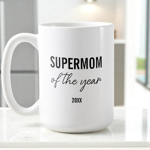 Modern Simple Black and White Script Supermom Coffee Mug