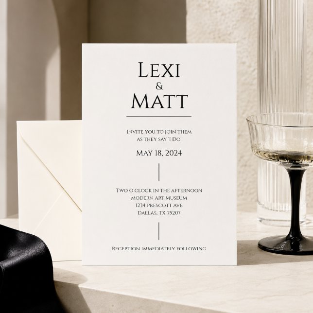 Modern Simple Black and White Wedding Invitation (Creator Uploaded)