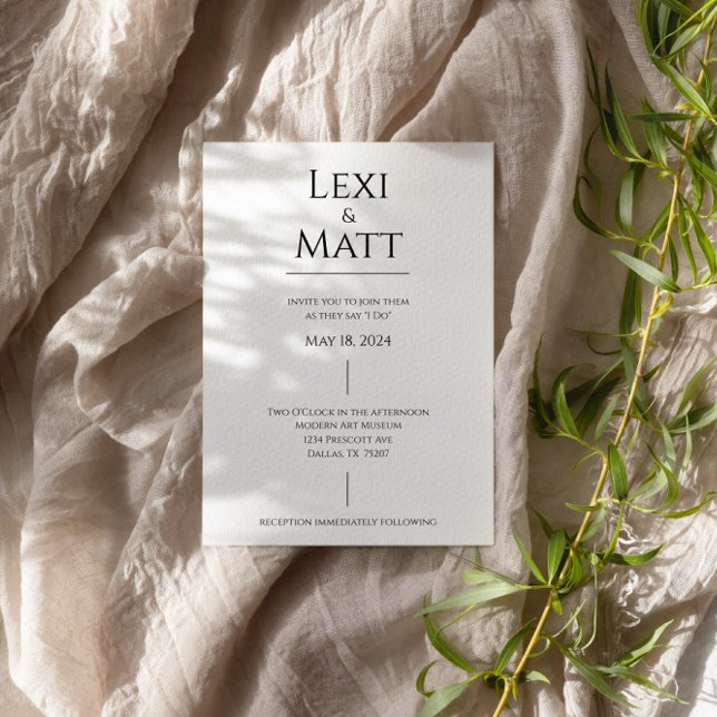 Modern Simple Black and White Wedding Invitation (Creator Uploaded)