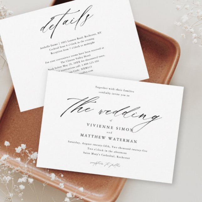 Modern Simple Black and White Wedding Invitation (Creator Uploaded)