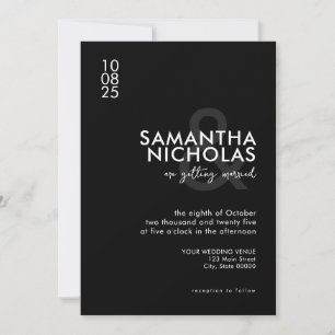 Modern Simple Black and White Wedding Invitation