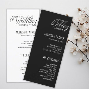 Modern Simple Black and White  Wedding Programs