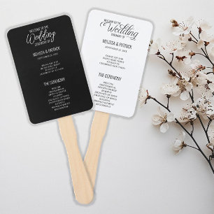Modern Simple Black and White  Wedding Programs Hand Fan