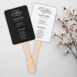 Modern Simple Black and White  Wedding Programs Hand Fan