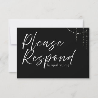 Modern Simple Black and White Wedding RSVP Card 