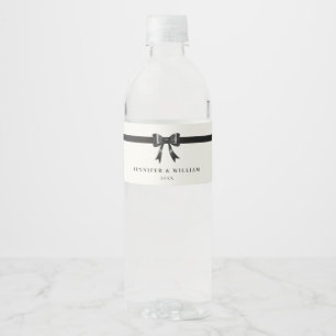 Modern Simple Black Bow Personalized water bottle Water Bottle Label