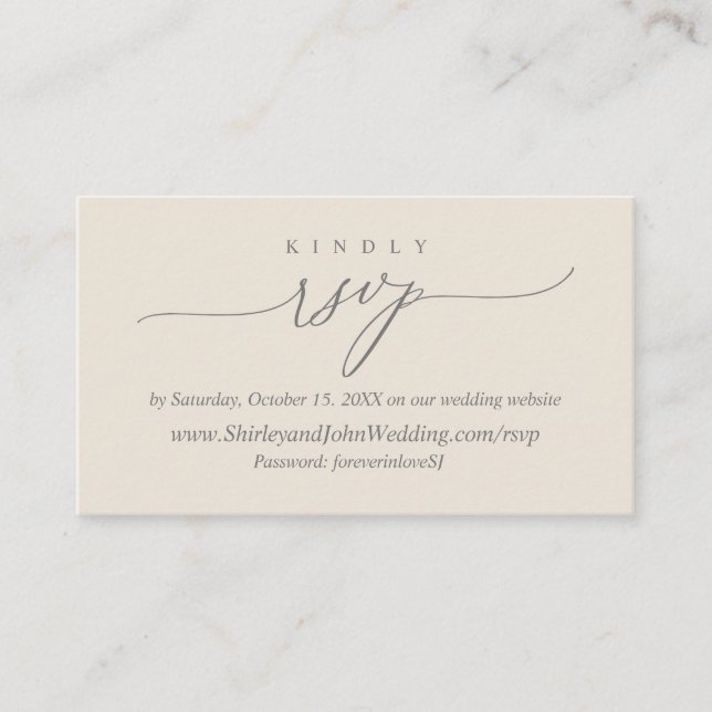 Modern Simple Black Calligraphy, Online RSVP Enclosure Card (Front)
