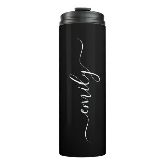 Modern Simple Black Custom Add Your Name Elegant Thermal Tumbler