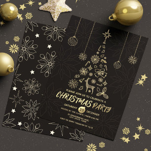 Modern Simple Black & Gold Elegant Christmas Tree