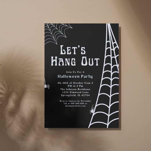  Modern Simple black Halloween spider hang out  Invitation (Creator Uploaded)