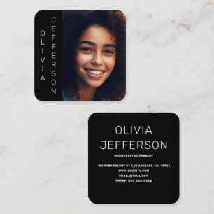 Modern Simple Black Photo Square Business Card