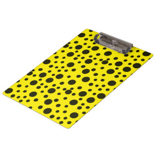 Modern Simple Black polka dot yellow pattern Clipboard