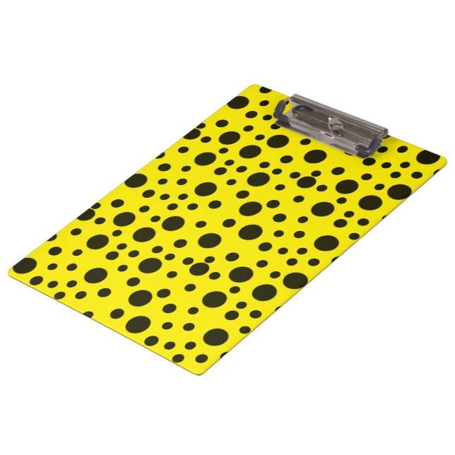 Modern Simple Black polka dot yellow pattern Clipboard (Angled)
