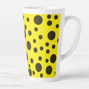 Modern Simple Black polka dot yellow pattern Latte Mug