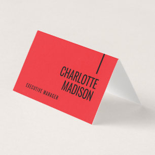Modern Simple Black Red Minimalist Two Sided Business Card