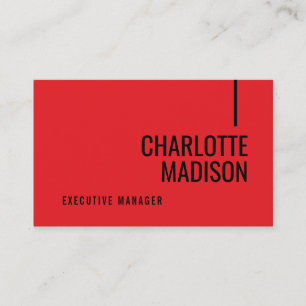 Modern Simple Black Red Minimalist Two Sided Business Card