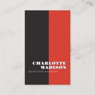 Modern Simple Black Red Trendy Minimalist Plain Business Card