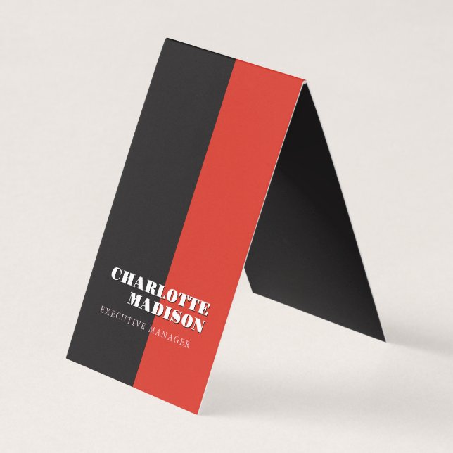 Modern Simple Black Red Trendy Minimalist Plain  Business Card (Front)