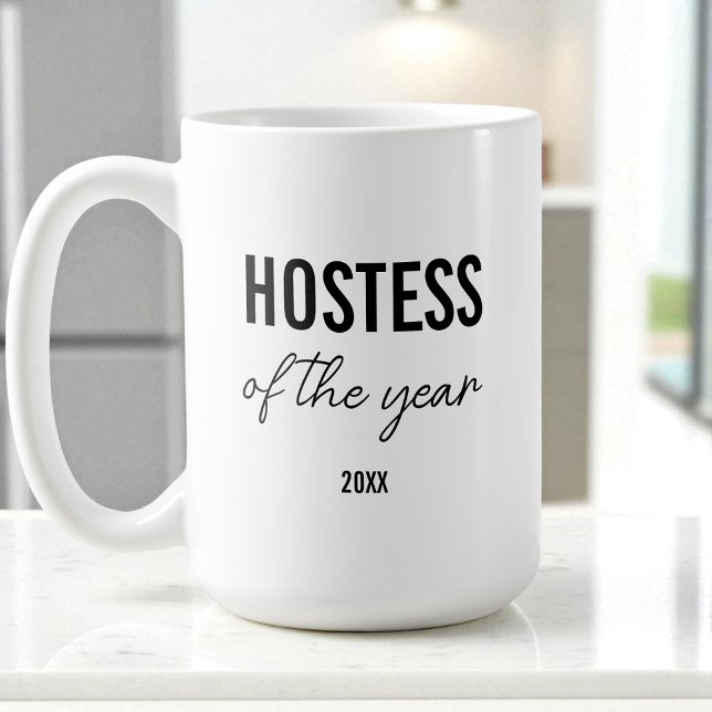 Modern Simple Black Script Personalised Hostess Coffee Mug (Modern Simple Black Script Personalized Hostess Coffee Mug)
