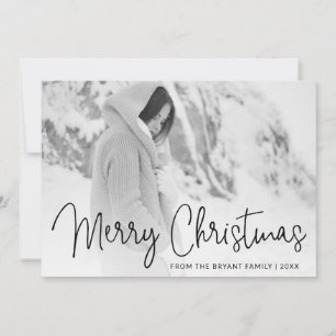 Modern Simple Black Typography Photo Christmas Holiday Card