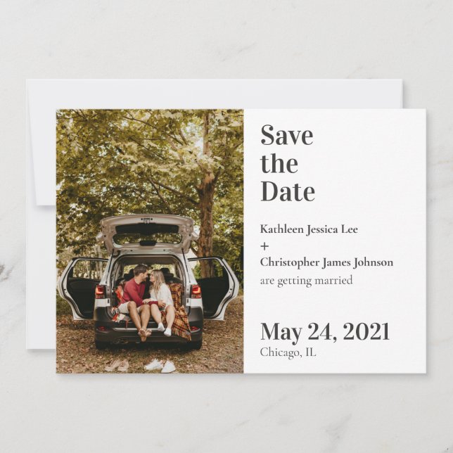 Modern Simple Black Typography Save the Date Photo Invitation (Front)