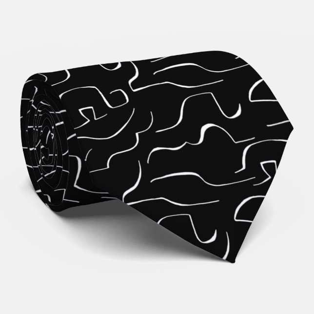 Modern simple black white abstracts men  tie (Rolled)