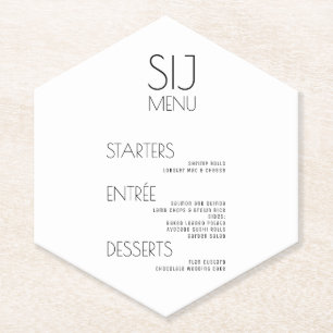 Modern Simple Black White Bold Wedding Menu  Paper Coaster