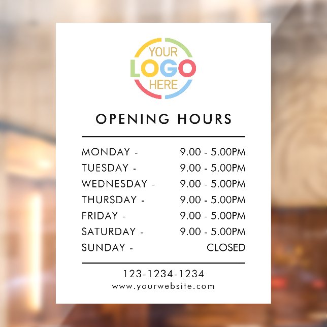 Modern Simple Black White | Business Opening Hours (Sheet 2)
