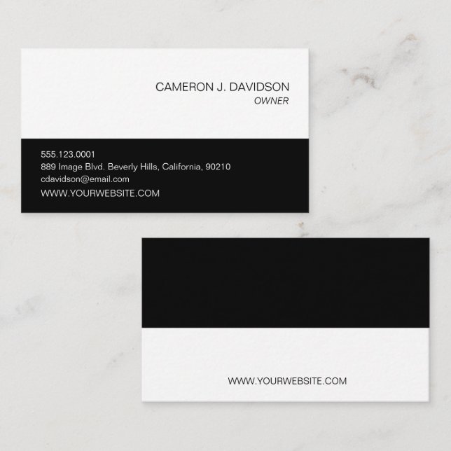 Modern Simple Black White chic Company Business Card (Front/Back)